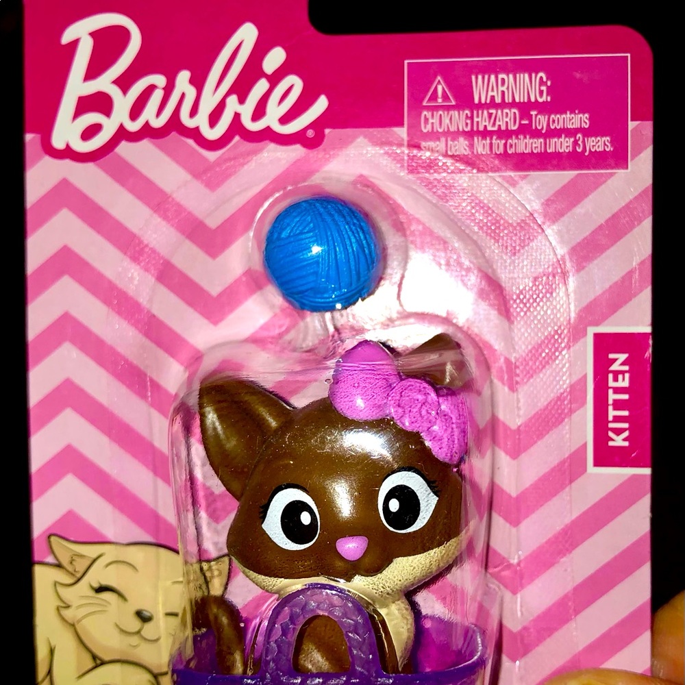 BUNDLE•ONLY! NWT Barbie Mini Kitty in Basket + Yarn Miniature Figurine - Picture 4 of 5